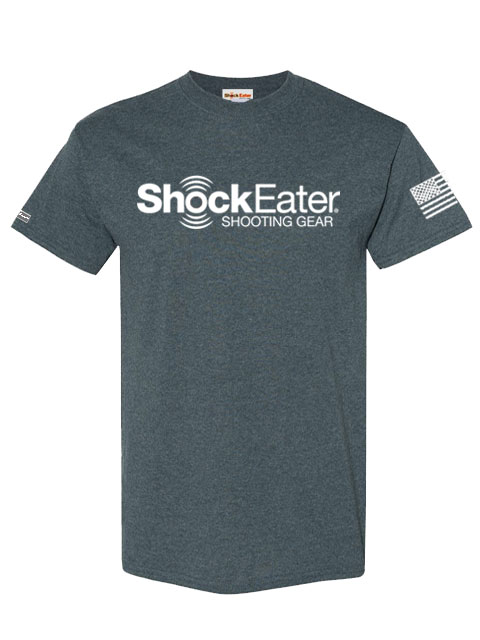 Mens-ShockEater-Shooting-Shirt-Dark-Heather-50-50-Big-Chest-USA-Flag-Sleeve