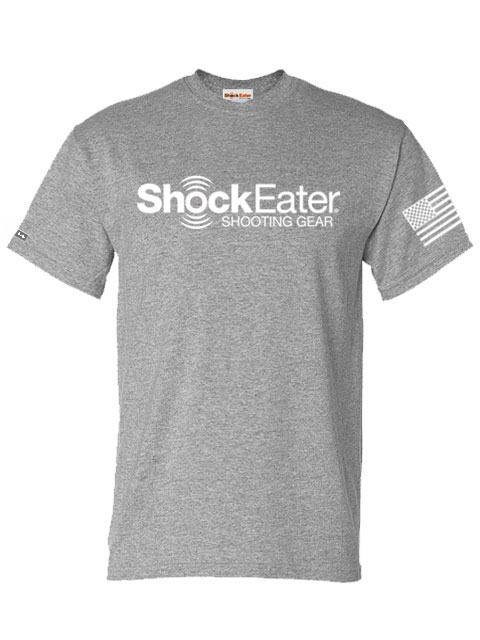 Mens-ShockEater-Shooting-Shirt-Dark-Heather-Chest-logo-Flag-sleeve
